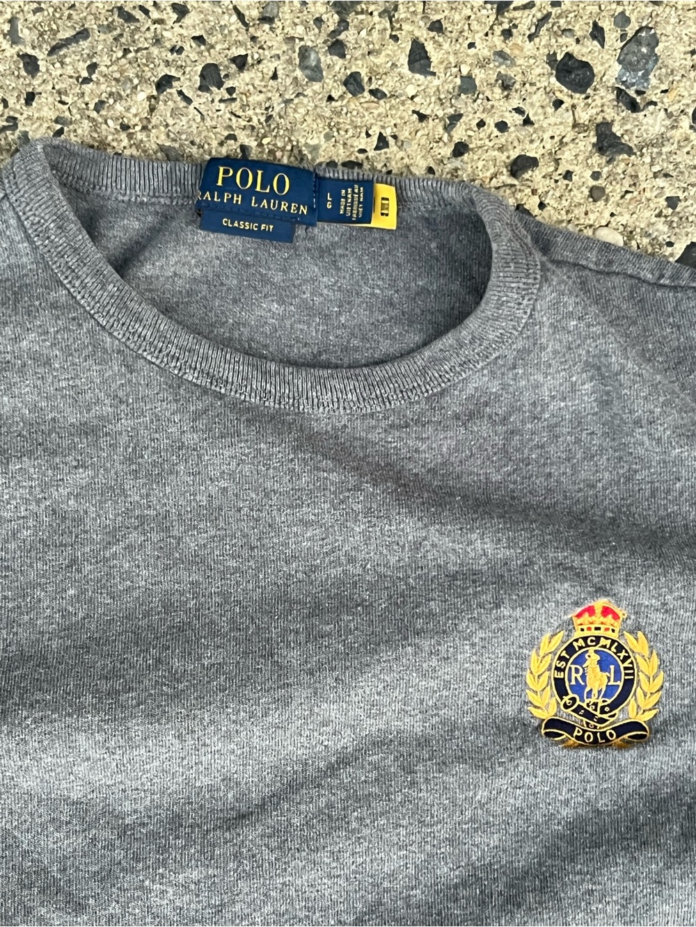 Polo by Ralph Lauren Gray Crewneck Sweatshirt with Embroidered Crest